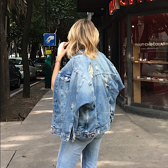 Zara Oversize Ripped Jean Jacket